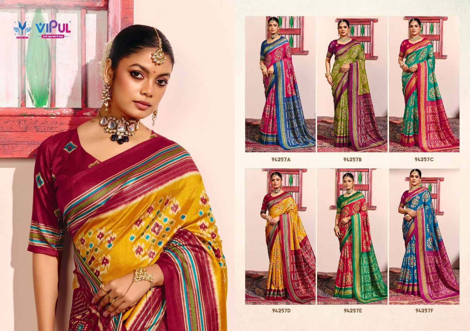 Sentosa silk Vol 13 94257 Series By Vipul Fashion Indian Traditional Wear Collection Beautiful Stylish Fancy Colorful Party Wear & Occasional Wear Weightless Sarees At Wholesale Price